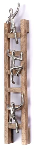 CREEDWOOD DECORATZIONE MURALE Climb | 58 cm, Legno di Mango, Alluminio | Scala in Legno, Arte murale Arrampicata, Immagine murale, Decorazione murale Scala, Rilievo murale