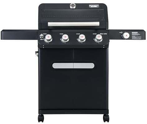 Monument Grills 4+1 Outdoor Barbecue Stainless Steel 4 Burners & 1 Side Burner Propane Gas Grill, 52,000 BTU Patio Garden Barbecue Grill with Knob Controls, Mesa425, Black
