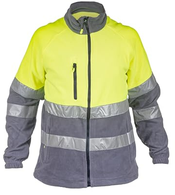 Security Line Montreal Långärmad fleecejacka med hög synlighet för professionella män i storlekarna XS till 3XL, Gul grå, M