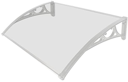 Gebogenes Fenster-/Türvordach, Aluminiumrahmen, Polycarbonatplatte, Veranda-Markise, Regenschutz, Abdeckung für Regenschutz im Freien, Sonnenschutz (Farbe: transparent, Größe: 80 x 80 cm)