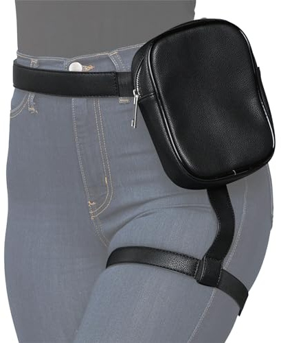 Motorrad Oberschenkeltasche Damen Wasserdicht, Beintasche mit Abnehmbarer Beigurte, Handy Gürteltasche Klein in Schwarz
