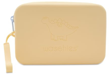 Waschies mittelgroßer Kulturbeutel in Pastellgelb – aus BPA-freiem Silikon – waschbar, wiederverwendbar & wasserabweisend – ideal für Hygieneartikel von Babys & Kindern auf Reisen und im Alltag
