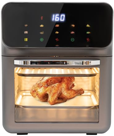 Vielrosse Elektrisk Ugn, Miniugn, med LCD-Pekskärm och Timer 15–60 Min, Varmluftsugn Temperaturkontroll 100–200 °C Inkl. 50 Kaklådor, 5 Folielådor, 1Ugnshandske