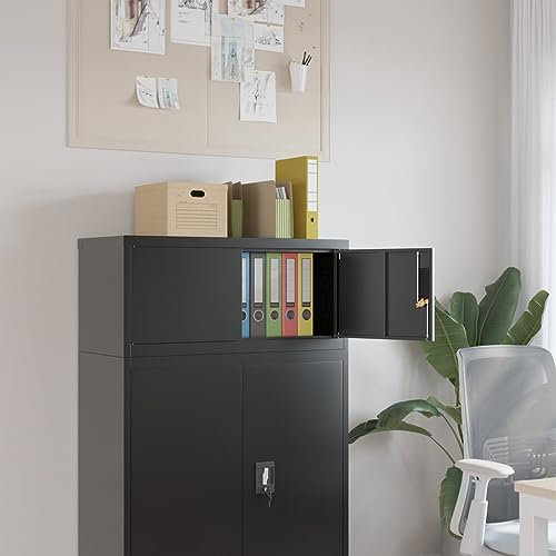 ShGaxin Aktenschrank Schwarz 90x40x40 cm Stahl, Metallschrank, Werkstattschrank, Werkzeugschrank, Büroschrank, Lagerschrank, Garagenschrank, Stahlschrank