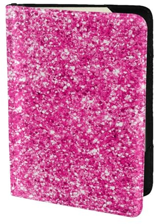YUNWEIKEJI Glitzer-Druck in Pink, Reisepasshülle PU Leder Reisebrieftasche Reisepasshülle Reisepasshüllen 5,5 Zoll