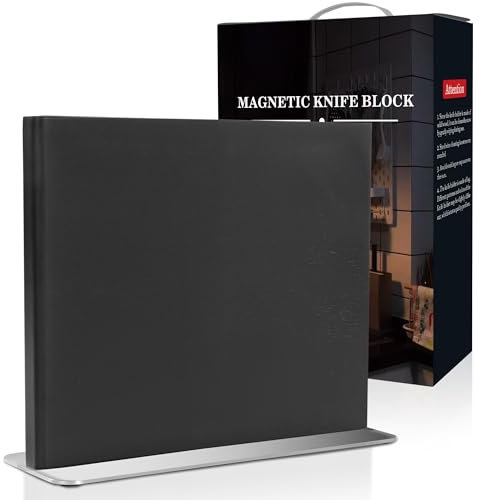 WILDMOK Soporte magnético para cuchillos, bloque magnético de doble cara, soporte magnético de madera de fresno para almacenamiento multiusos de cuchillos, 11 x 9.4 pulgadas