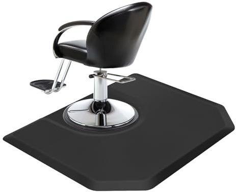 4 x 5FT Salon Floor Mat for Anti Fatigue, Kalolary Barber Shop Chair Mat for Circle Chair Base Hair Stylist Beauty Floor Mats Thick Polygon Office Comfort Floor Mat for Salon & Barber Supplies