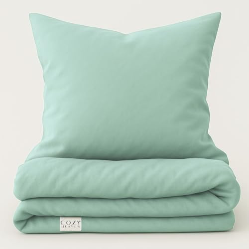 COZY HEAVEN | Luxus Lyocell Bettwäsche (Tencel™) | Gewonnen aus Eukalyptus u.a. | Ultra weich | Hypoallergen | Reduziert Schweiß | Atmungsaktiv & Kühl | Made in Portugal (Soft Mint, 135x200 + 80x80)