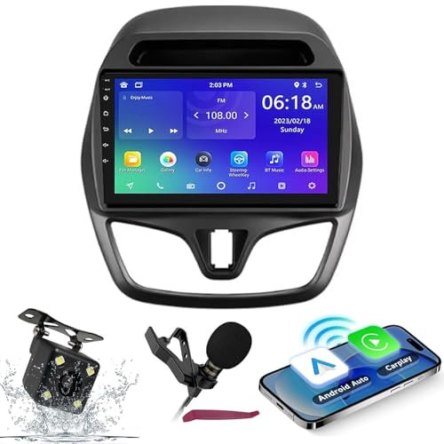 HXSQcar Android 14 Car Radio Navi for C-hevrolet Spark Beat 2015-2018 9 Screen Radio with Carplay Android Car GPS Navigation support Bluetooth 5.0 HIFI FM WiFi SWC MIC Camera (M120S)