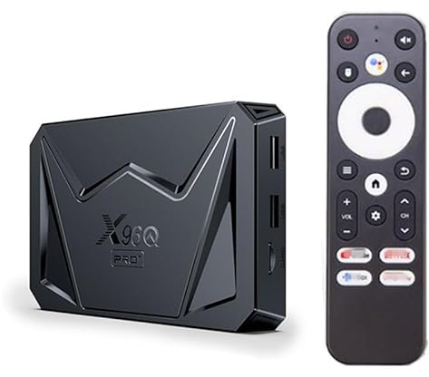 Boîtier TV Android 14.0, Boîtier TV Intelligent X96Q Pro+ H728 Quad-Core 64 Bits Arm Cortex-A53 Prend en Charge 8K/4K 2,4/5,0 Ghz WiFi BT4.0 100/1000 M HDMI 2.0 H.265 Décodeur,4gb+32gb