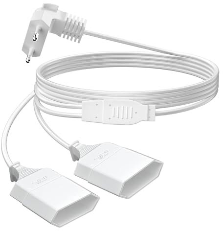 Verlängerungskabel Eurostecker, 1M Verlängerungskabel Flach, Steckdosenadapter Flach, 2-in-1 Stromkabel Dreifach Typ-C-Stecker, 0,75 mm² Max, Flachstecker Verlängerung für TV PC Computer Monitor