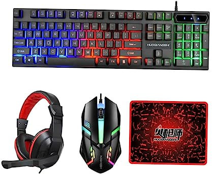 MERRYHAPY Clavier Souris Combo Touches Rétroéclairé Casque Et Tapis De Souris Grand pour Gaming Confortable