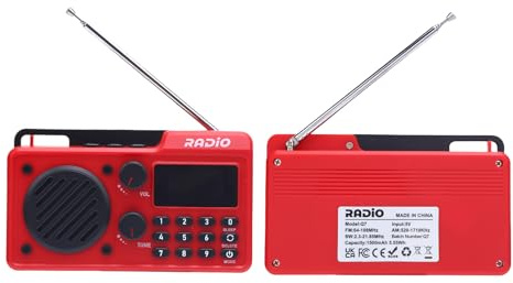 AM FM SW Radio, Bluetooth 5.4 Rechargeable Radio with 1500mAh Battery, 5W Speaker, Digital Display Screen, Timer Shutdown, Small Handheld Speaker for Home, Outdoor, Office