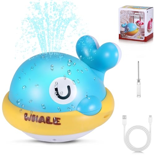Kssvzz Whale Badespielzeug, Wiederaufladbares Baby Badewannenspielzeug mit Licht, Badewann Spielzeug Kinder Geschenk für Jungen und Mädchen