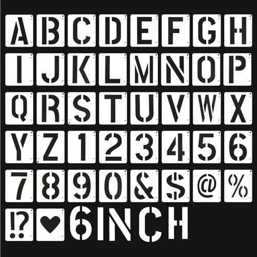 42 Stück Buchstaben Schablone Groß,Schriftschablone,Wiederverwendbare Alphabet und Zahlen Schablonen,15.2 × 16 cm,Ineinandergreifendes Schablonen-Set zum Holz,Wände und Schilder