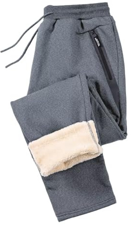 Tansozer Mens Joggers Tracksuit Bottoms Fleece Lined Jogging Trousers Thermal Elasticated Waist Sweatpants Sherpa Sports Casual Gym Slim Fit Warm Cotton Pants with Zip Pockets Grey 2XL
