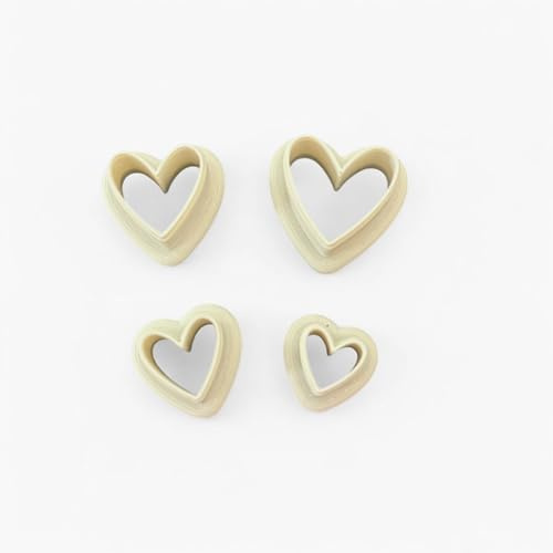 Polymer Clay Heart Cutters, Set of 4, 10-19mm Sizes, Sharp Cutting Edge, Stone colour