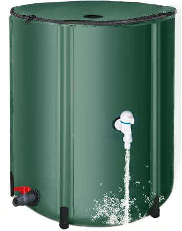 Barril de recolección de agua de lluvia – Reserva de PVC plegable de 26 galones, depósito de recogida reutilizable | tambor de almacenamiento resistente a la intemperie con grifo, tubo de rebosadero