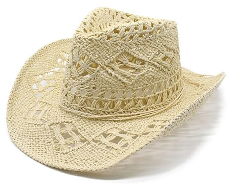 Generisch Cowboy Hut Damen Strohhut Herren Panama Sonnenhut Mit Western-Band Für Sommer Strand Im Brasilianischen (DE/NL/SE/PL, Alphanumerisch, Einheitsgröße, M, Beige)