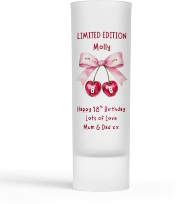 Personalised Shot Glass - Limited Edition Cherry 88 Design Gift for Her Girls 18th 21st Birthday Daughter