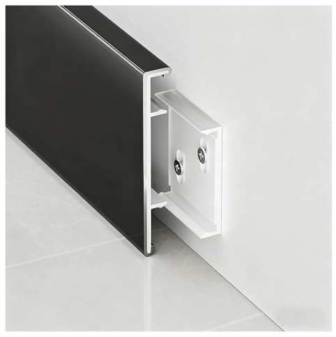 ZJKXJH Plinthe Garniture de Plinthe Métallique pour Garage, Bureau, Couloir, Chambre À Coucher, Plaque de Plinthe en Acier Inoxydable Noir(H-4cm/1.6in)