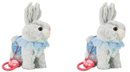 Cymwer Interaktiv kaninleksak, Singing Rabbits Walks Toy, Multi-Purpose Electric Plysch Leash Husdjur för barn Nytt År Födelsedagspresenter-BLUE-2PCS