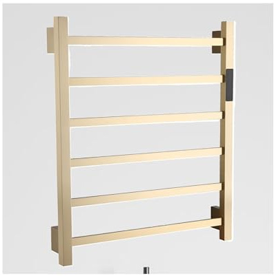 JDXQBLD Brushed Gold,Hard Wired,Wall Mounted Heated Towel Bar,Electric Heated Towel Drying Rack for Bathroom Radiator,Stainless Steel Thermostatic Towel Warmer Rack，Brushed Gold Hard Wired