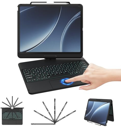 Keyboard Case for iPad Air 13 inch M4 2026/M3 2025/M2 2024, 360° Swivel | Keyboard Case for iPad Pro 12.9, Keyboard for iPad Pro 12.9 6th/5th/4th/3rd Gen, Backlit Multi Touch Trackpad