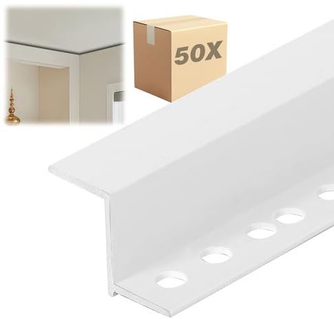 50 perfiles de PVC para juntas de sombra con labio, 119 cm, perfil de terminación de PVC duro, perfil de acabado en seco (10 x 12,5 x 10 mm)