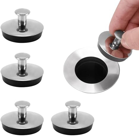 4 Pack Rubber Sink Plug Drain Stopper Fit 35mm, Bathroom Sink Plug with Alloy Handle, Bath Plug Rubber Sink Plug for Kitchen, Bathroom, Bathtub, Sink (35mm±2mm)