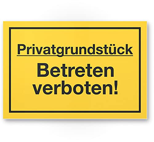 Komma Security Privatgrundstück Betreten verboten Schild 30 x 20 cm Hinweisschild Grundstück Verbotsschild - Betreten verboten Warnhinweis widerrechtlich betreten Abschreckung Prävention