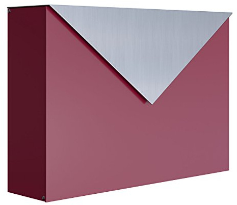 Briefkasten, Design Wandbriefkasten Letter Rot/Edelstahl - Bravios