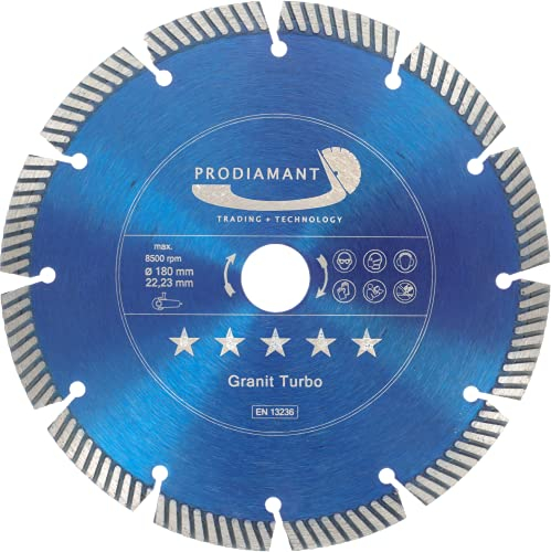 PRODIAMANT Fastcut Highspeed Diamant-Trennscheibe 180 mm x 22,23 mm für sehr harte Baustoffe wie Kalksandstein