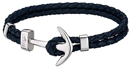 LOTUS Style Urban LS1832-2/4 Bracelet en cuir avec ancre pour homme Bleu D2JLS1832-2-4 Un beau cadeau pour Noël, un anniversaire, la Saint-Valentin, 21 centimeters, Cuir acier inoxydable cuir