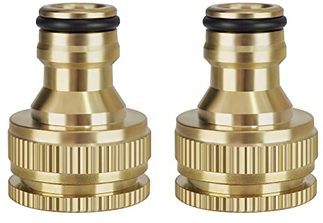 Attacchi Raccordi per Tubo da Giardino, Connettore per Tubo Flessibile in Ottone, Connettore per Rubinetto 2-in-1 da 1/2 e 3/4, Connettore rapido per Tubo, 2 Pezzi Adattatore per Rubinetto