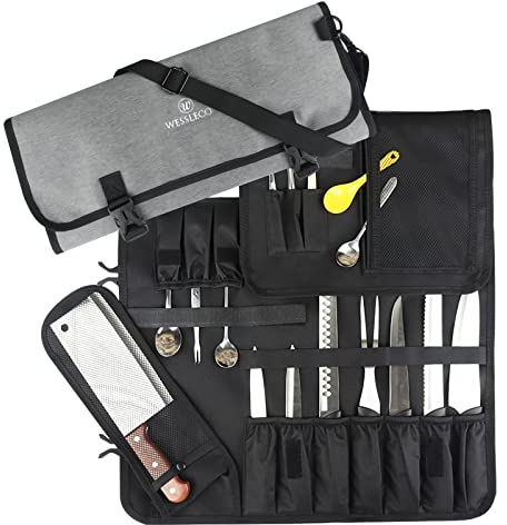 ZZBD Bolsa enrollable para cuchillos de chef Portador de cuchillos duradero Almacena más de 8 cuchillos y estuche con cremallera para herramientas culinarias chef con correa para el hombro