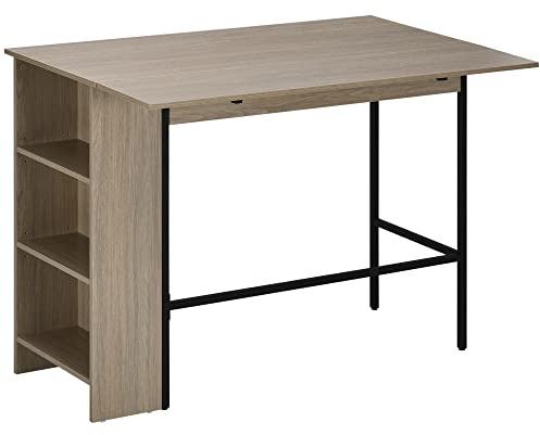 HOMCOM Barbord med förvaring av bistrot bord Ilot Central sidobricka och 3 hyllor - 120 x 76 x 91,4 cm