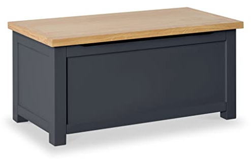 RoselandFurniture Farro Charcoal Wooden Blanket Box Ottoman Storage Box | Fully Assembled Large Contemporary Painted Trunk, Shoe Storage Bench or Toy Chest for Bedroom, Hallway or Kids Room