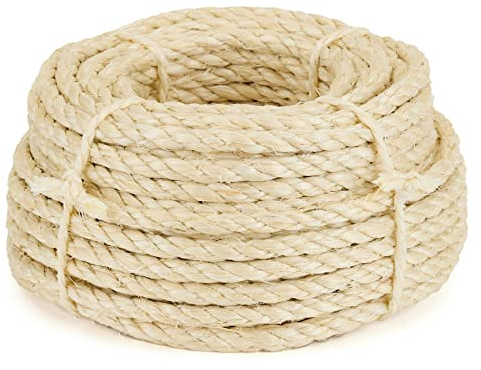 La Cordeline Corda Sisal naturale, 10 mm x 20 m, per albero dei gatti, riparazione e sostituzione di artiglio, decorazione, fai da te