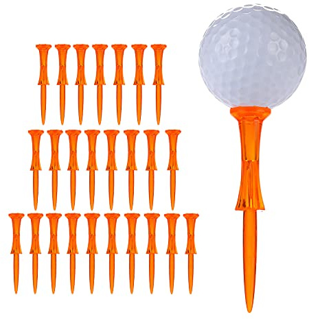 WMAWJBT 3-1/4'' 50 Count Plastic Golf Tees - Reduced Friction & Side Spin, Unbreakable, Durable & Stable (Orange)