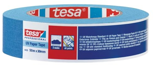 Dpm tapes Tesa 4435 - Ruban de masquage de précision, peinture, carrosserie, ruban papier facile à appliquer, intérieur et extérieur, sans résidu - bleu (30 mm x 50 m)