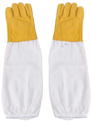 OSALADI Schutzhandschuhe Aus Schaffell Für Bienenzucht Weiß Sicherheitshandschuhe Für Imker Arbeitshandschuhe Für Hause Und Outdoorgebrauch Leicht Und Wiederverwendbar