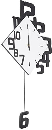 Fdit Rahmenlose Pendelwanduhren, Weiße Pendeluhr, Dekorative Schaukel, Digitale Wanduhr, Unregelmäßige Zahl, Schwarz, Modern, für Zahlendekoration, Große, Stilvolle Wanduhren