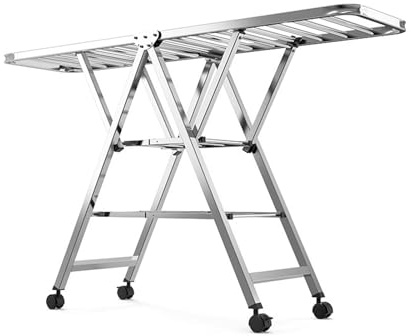 DSFHVBDD Kleiderständer Klappbar, Stabil, Platzsparend, Outdoor, Edelstahl, für Innen und Außen (180cm)