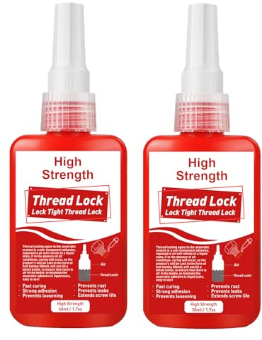 EIGTWEN frein filet rouge - 2 x 50 ml - Haute résistance - Empêche le desserrage des écrous et des vis en cas de vibrations prolongées et sécurise et scelle ainsi les écrous et vis métalliques