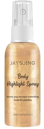 Adoorniequea Spray à paillettes pour le corps - Surligneur pour robe de bal, soirée, boîte de nuit - Doré - 30 ml - 2,8 x 10,8 cm