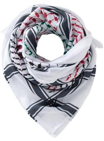Aufquwk Palestine, 53'' X 52'' Unisex Palästina Schal, Atmungsaktiver Hautfreundlicher Arabischer Shemagh Für Alle Altersgruppen, Bandana Halstuch Aus Dem Nahen Osten Für Sonnenschutz Und Sandschutz