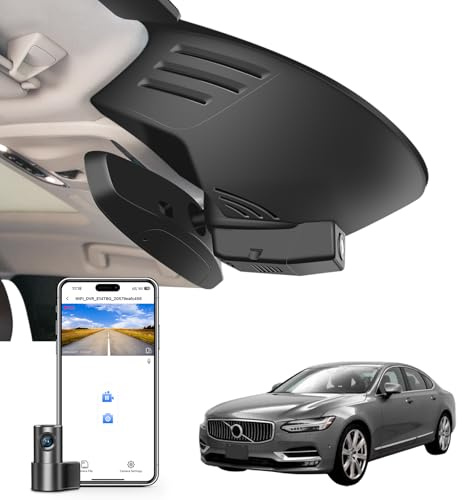 MANGOAL 4K+1080P Dash Cam Fram och Bak, Integrerat OEM-utseende Dashcam, Anpassad för Volvo S90 och V90 Cross Country och V90 2017 2018 2019 2020 2021 (Modell A), G-Sensor, WiFi & App, 128 GB kort