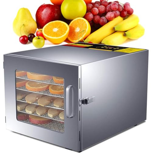 Essiccatore per Frutta, Disidratatore Alimentare a 6 Vassoi da 700 W Termostato Regolabile 35-90 °C, Piccola Asciugatrice per Alimenti Domestici con Timer Digitale Aria Calda Efficiente, Frutta