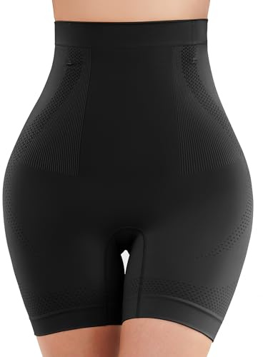 SIMIYA Bauchweg Unterhose Damen Hohe Taille Bauch Weg Shapewear Miederhose mit Bein Shaping Unterhose stark formend Miederpant Nahtlose(Schwarz,L)